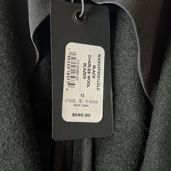 Rag & Bone Black Charles Wool Blazer Suit Jacket Womens 8 or 12 NEW - Picture 14 of 14